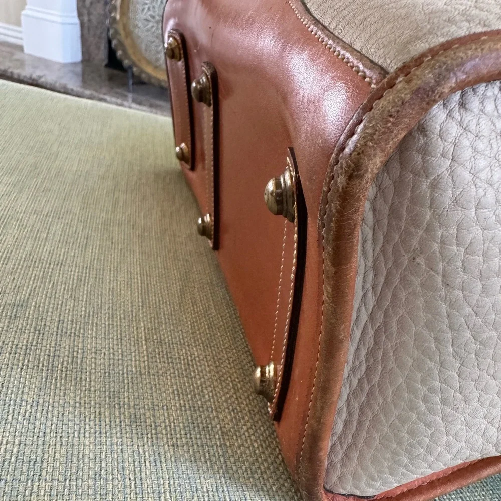 Dooney & Bourne Vintage Zipper Satchel in British Tan and Bone - Picture 5 of 14